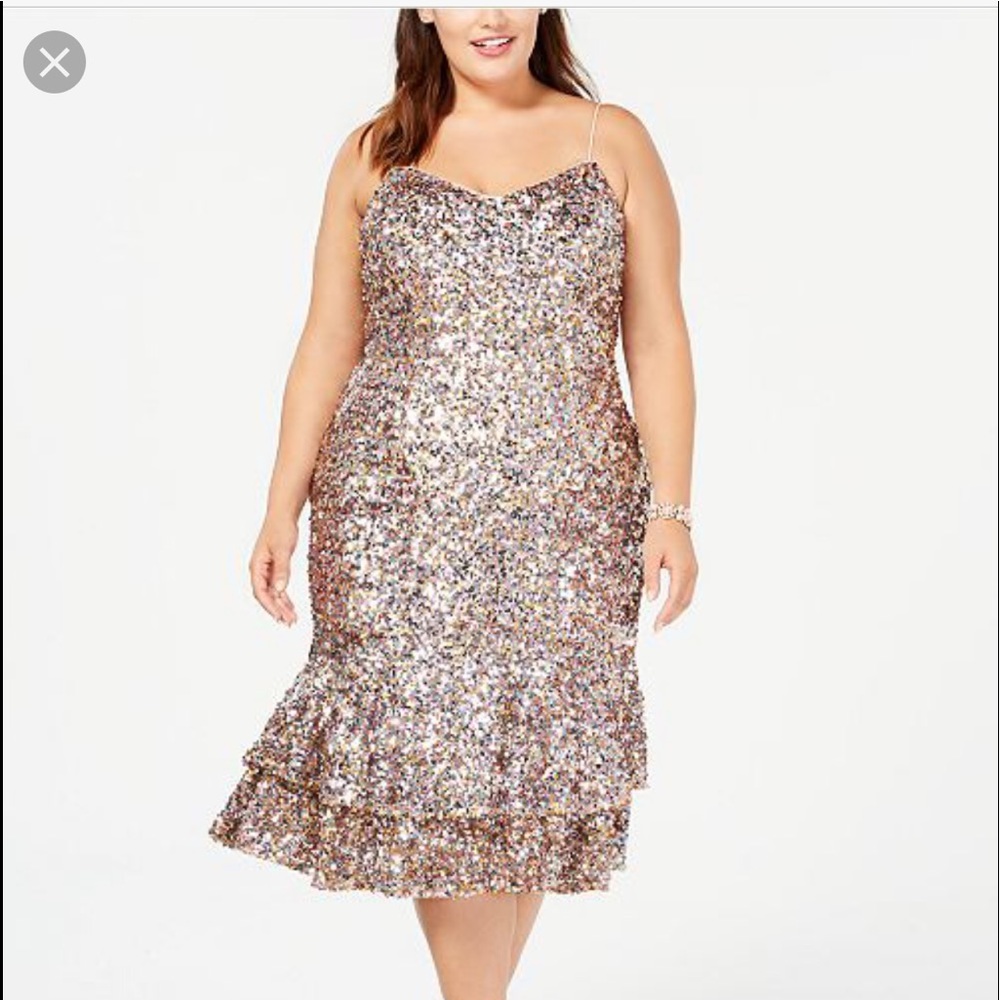 Multicolor Sequin Cocktail Dress with Ruffle Skirt